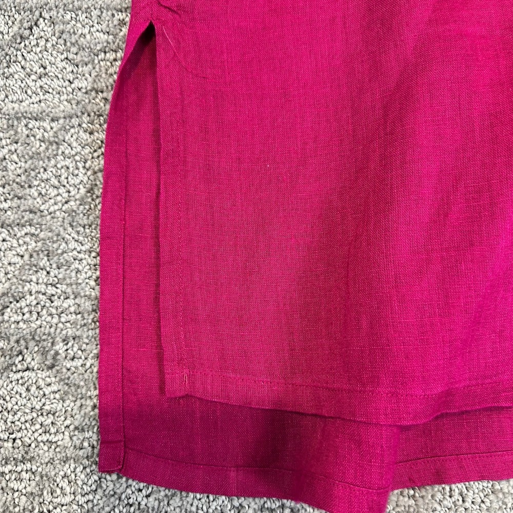 EILEEN FISHER Petite Magenta Pink 100% Irish Linen Button Front Shirt - Picture 5 of 6